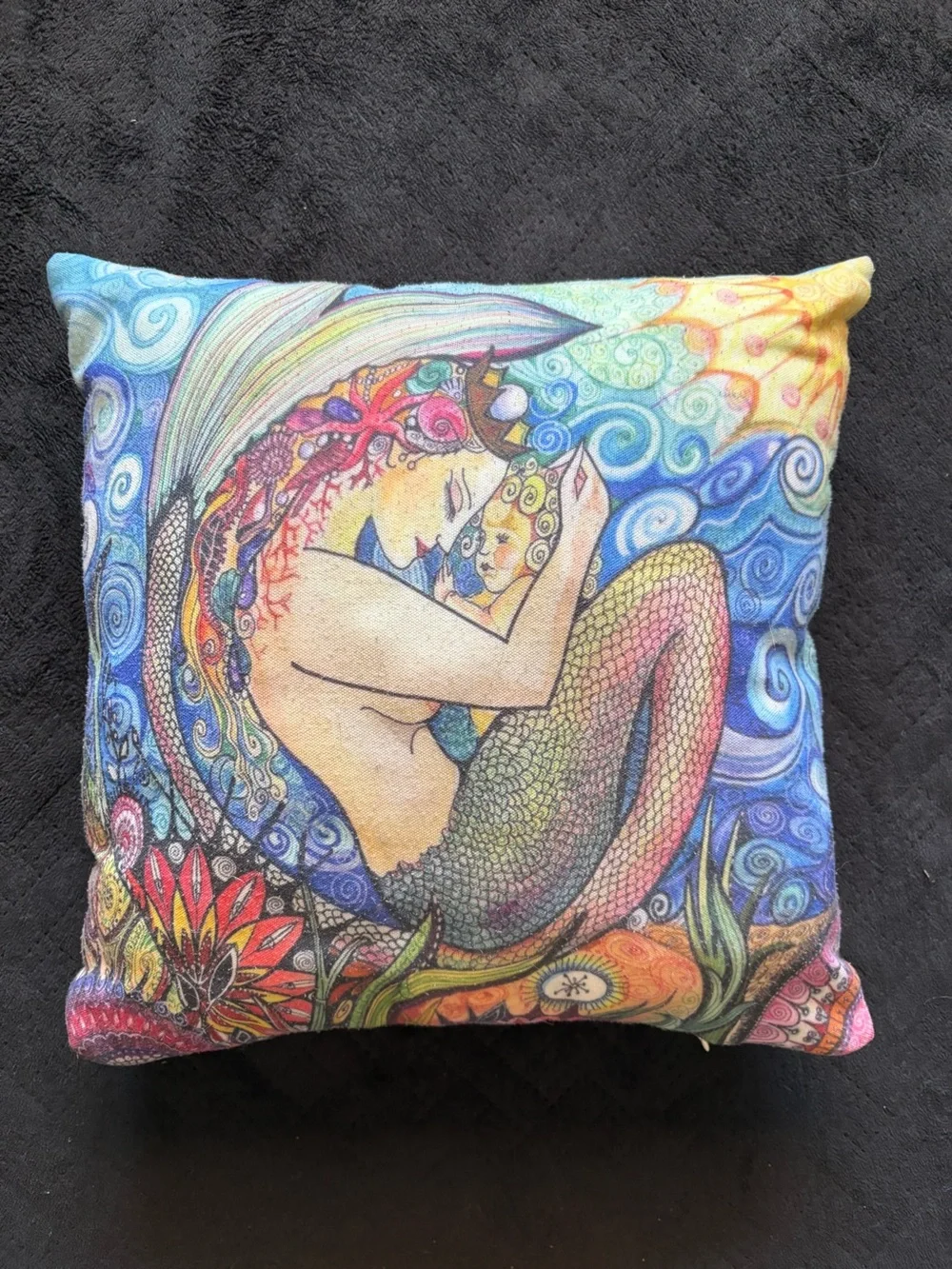 Artistic Mermaid Decorative Pillow Cover - Multicolor